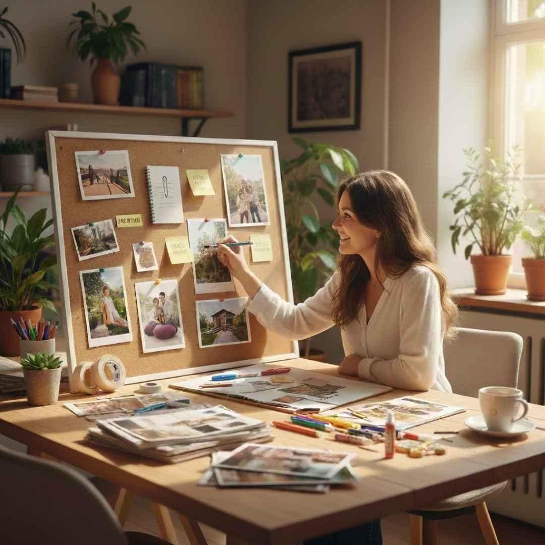 Vision Board mit Zielen und Träumen